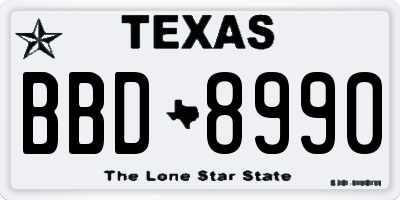 TX license plate BBD8990