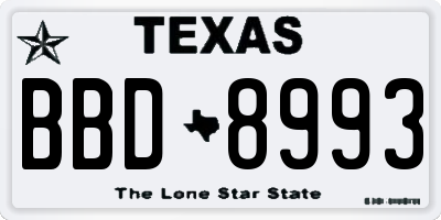 TX license plate BBD8993