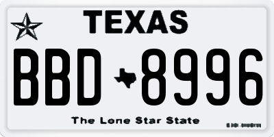 TX license plate BBD8996