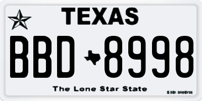 TX license plate BBD8998