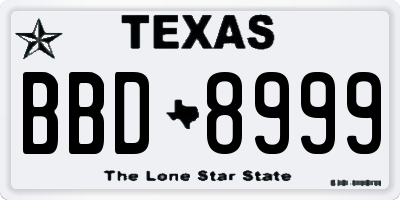 TX license plate BBD8999