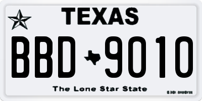 TX license plate BBD9010