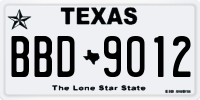 TX license plate BBD9012