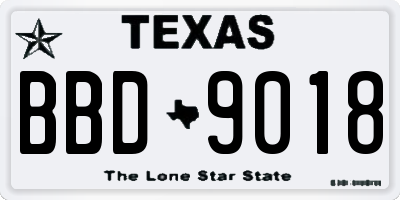 TX license plate BBD9018