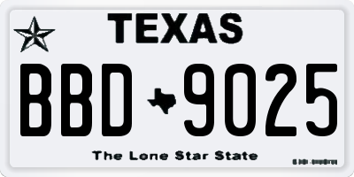 TX license plate BBD9025