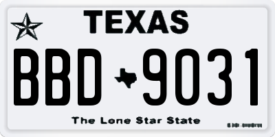 TX license plate BBD9031