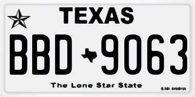 TX license plate BBD9063