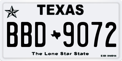 TX license plate BBD9072