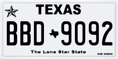 TX license plate BBD9092