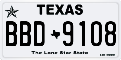 TX license plate BBD9108