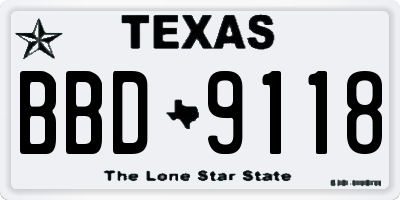 TX license plate BBD9118