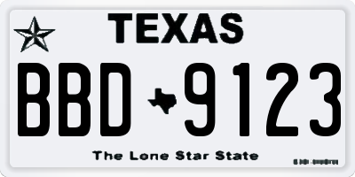 TX license plate BBD9123