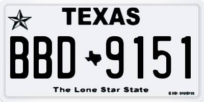 TX license plate BBD9151