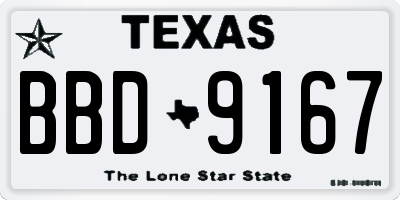 TX license plate BBD9167