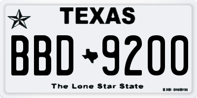 TX license plate BBD9200