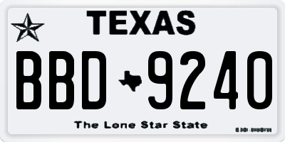 TX license plate BBD9240