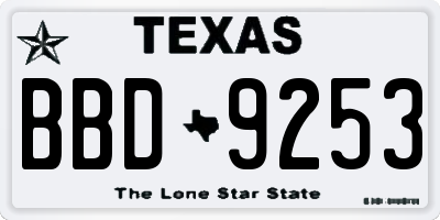 TX license plate BBD9253