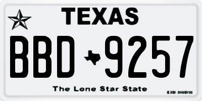 TX license plate BBD9257