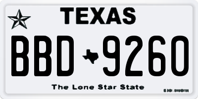 TX license plate BBD9260