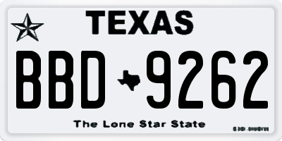 TX license plate BBD9262