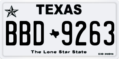 TX license plate BBD9263
