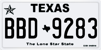 TX license plate BBD9283
