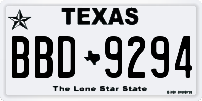 TX license plate BBD9294