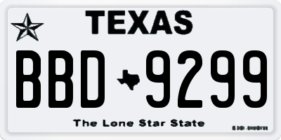 TX license plate BBD9299