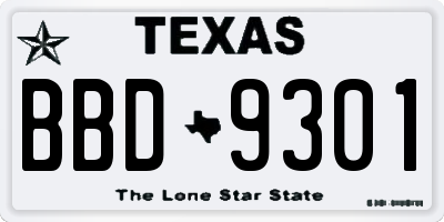 TX license plate BBD9301