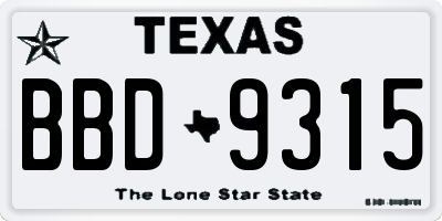 TX license plate BBD9315