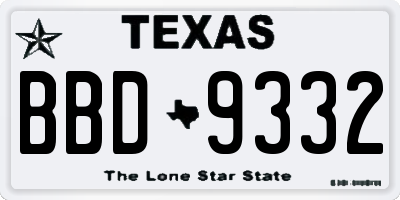 TX license plate BBD9332