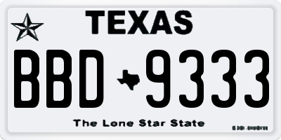 TX license plate BBD9333