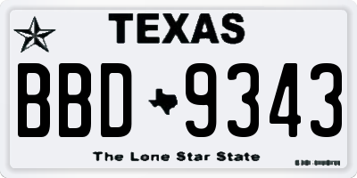TX license plate BBD9343