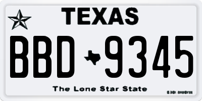 TX license plate BBD9345