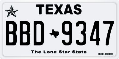TX license plate BBD9347