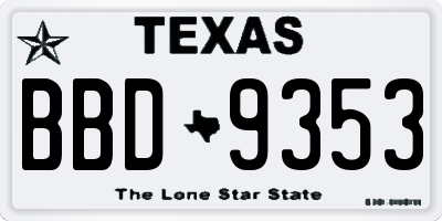 TX license plate BBD9353