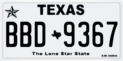 TX license plate BBD9367