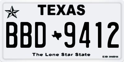 TX license plate BBD9412