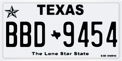 TX license plate BBD9454
