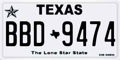 TX license plate BBD9474