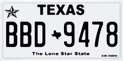 TX license plate BBD9478