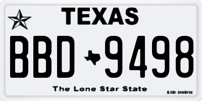 TX license plate BBD9498