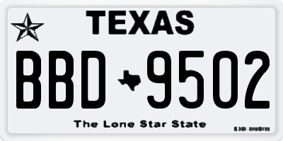 TX license plate BBD9502
