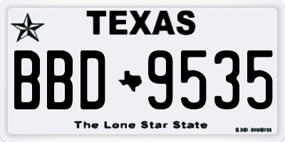 TX license plate BBD9535