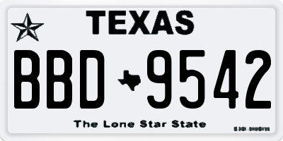 TX license plate BBD9542