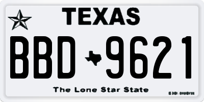 TX license plate BBD9621