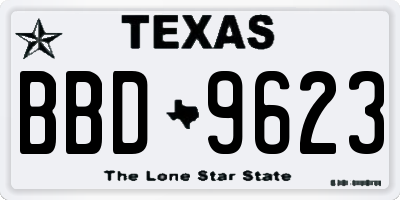 TX license plate BBD9623
