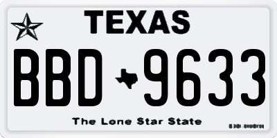 TX license plate BBD9633