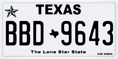 TX license plate BBD9643