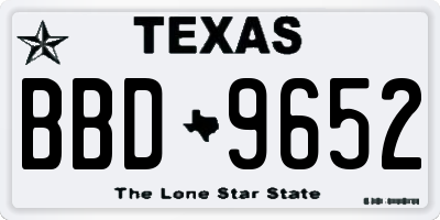 TX license plate BBD9652